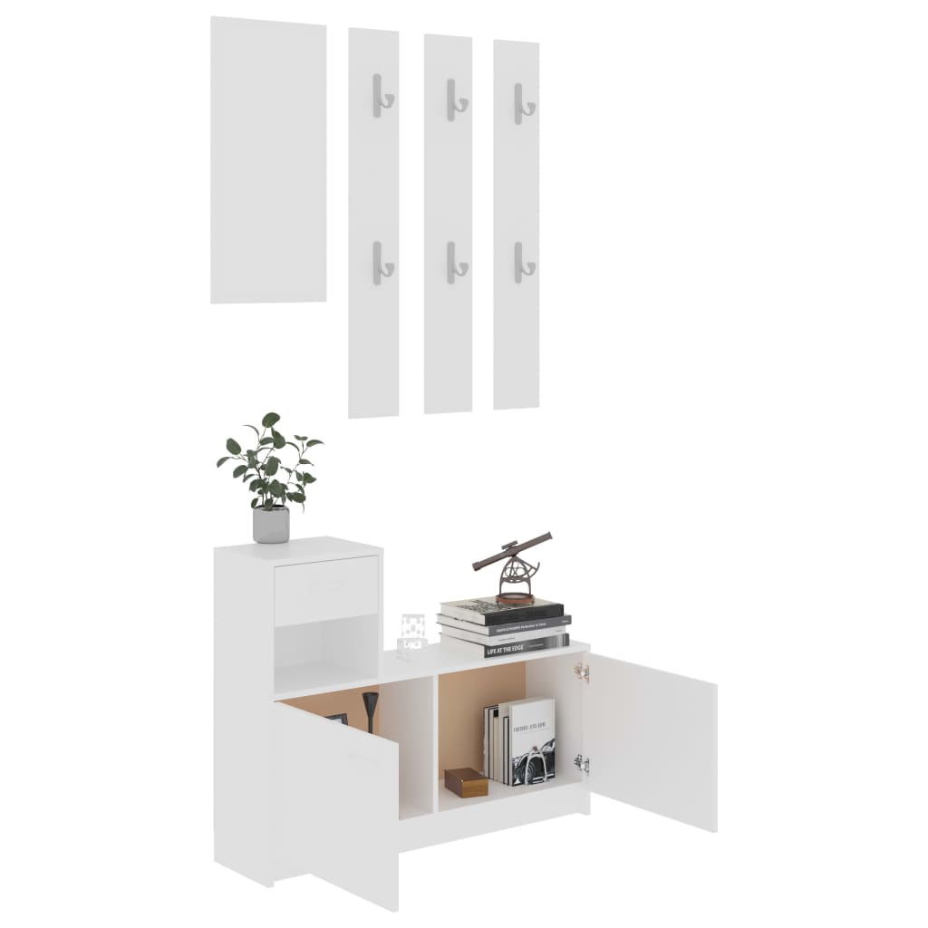 vidaXL Halmeubelset 100x25x76,5 cm bewerkt hout wit