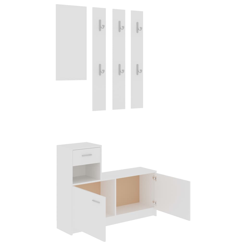 vidaXL Halmeubelset 100x25x76,5 cm bewerkt hout wit