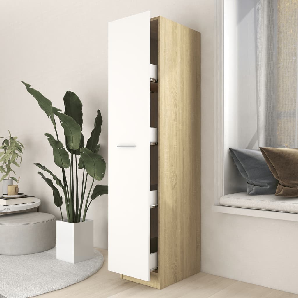 vidaXL Apothekerskast 30x42,5x150 cm bewerkt hout hoogglans wit