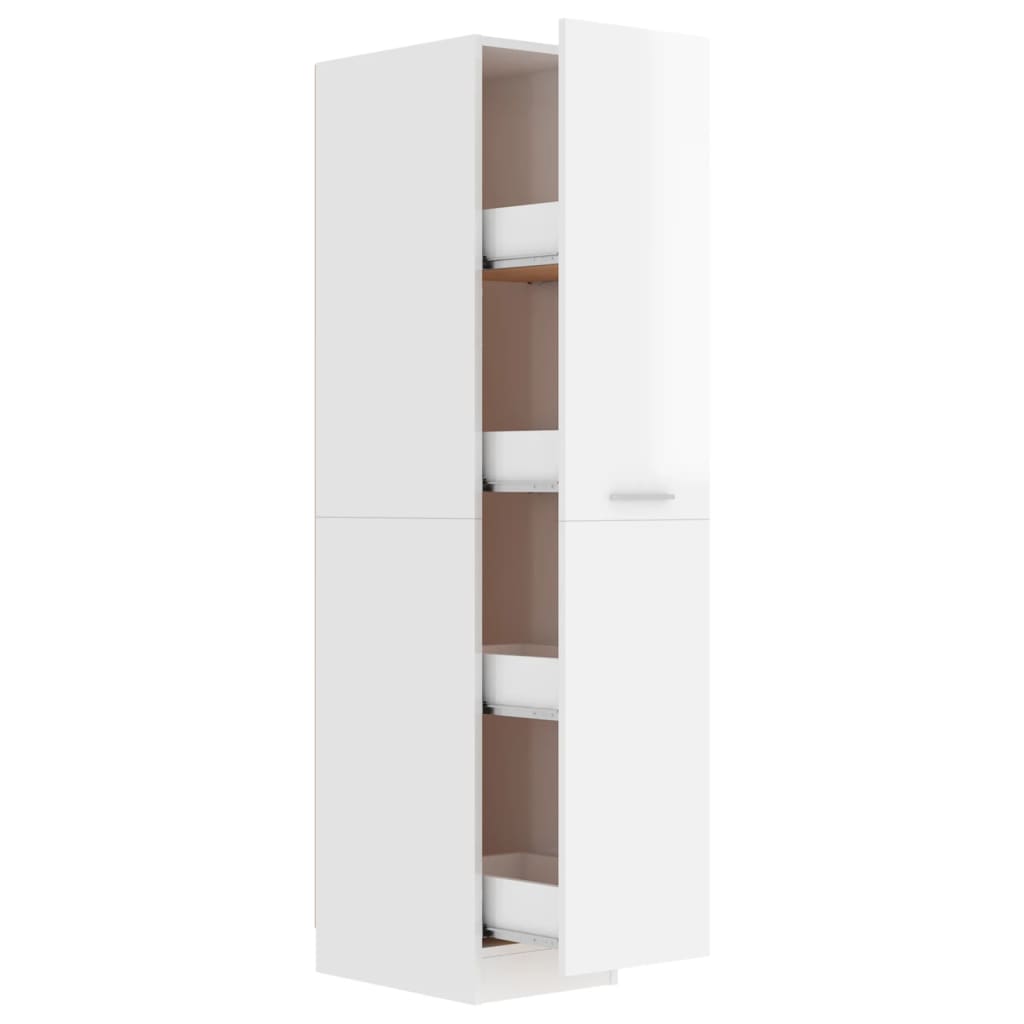 vidaXL Apothekerskast 30x42,5x150 cm bewerkt hout hoogglans wit