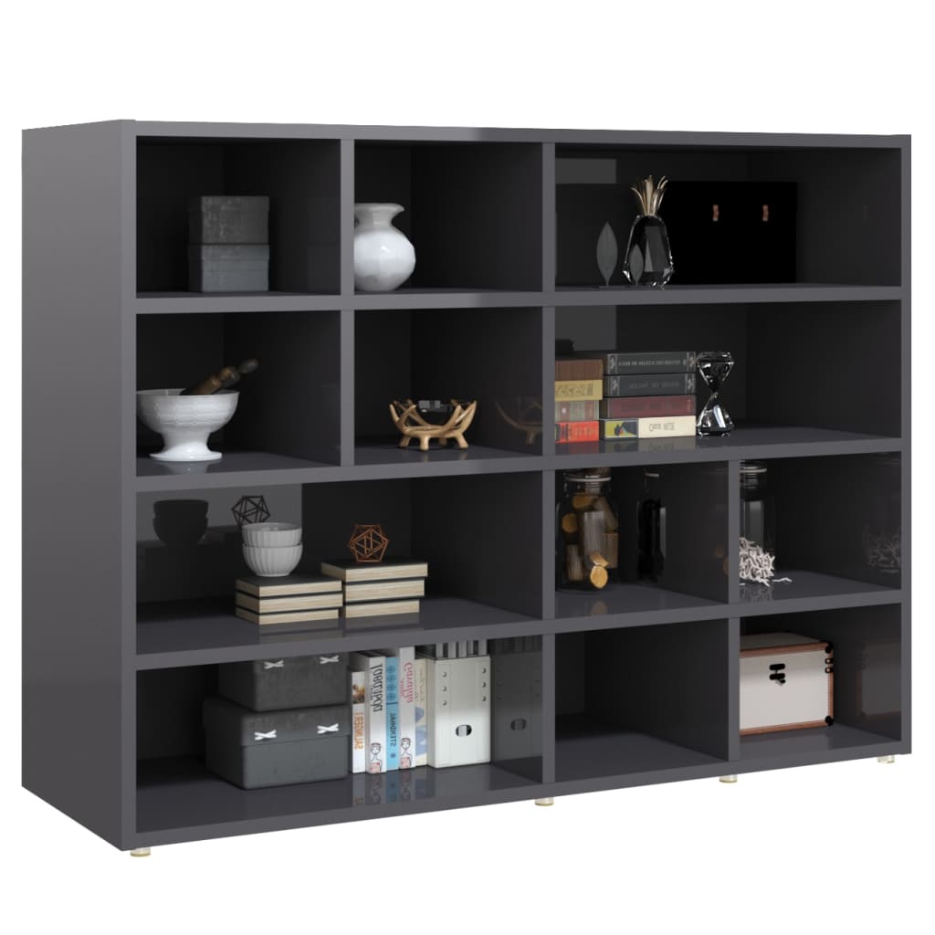vidaXL Bijzetkast 97x32x72 cm bewerkt hout hoogglans grijs