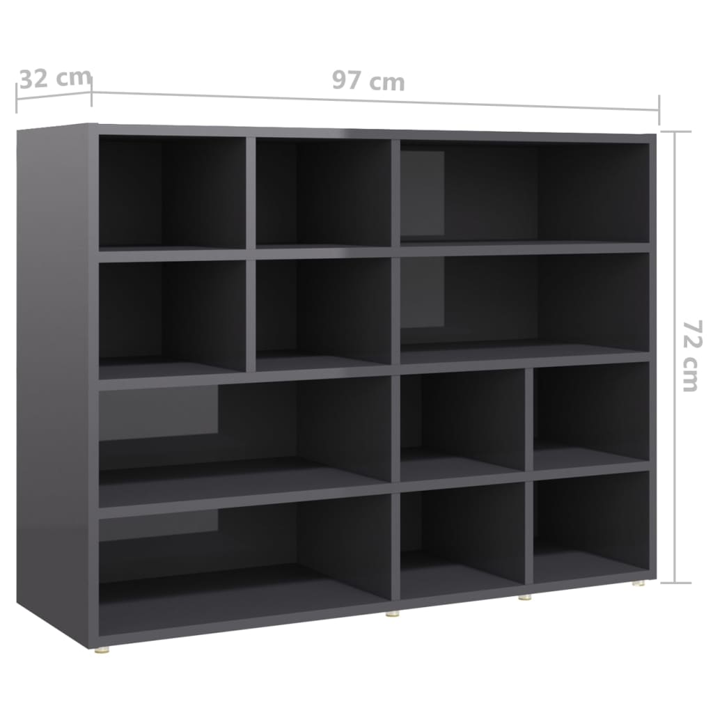 vidaXL Bijzetkast 97x32x72 cm bewerkt hout hoogglans grijs