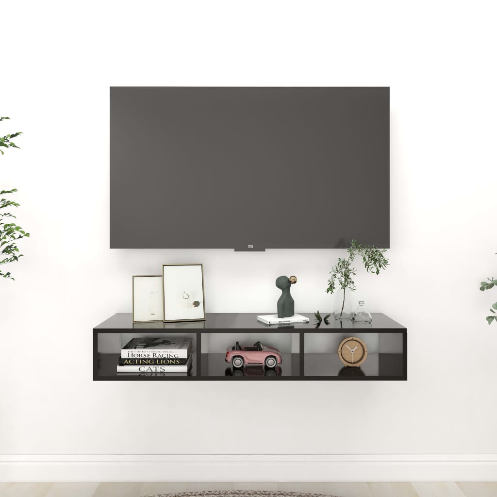 vidaXL Wandschap 102x30x17 cm bewerkt hout hoogglans grijs