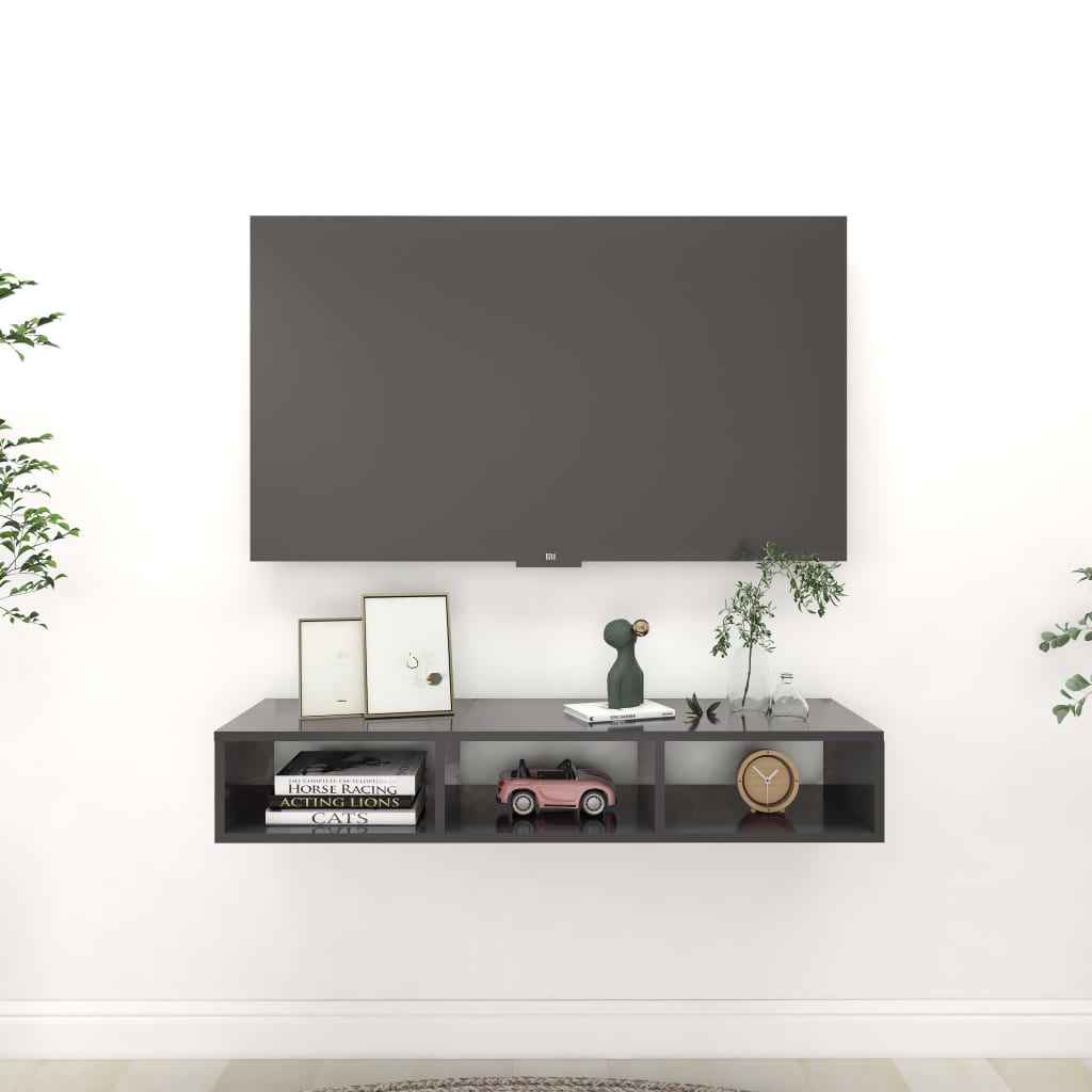 vidaXL Wandschap 102x30x17 cm bewerkt hout hoogglans grijs