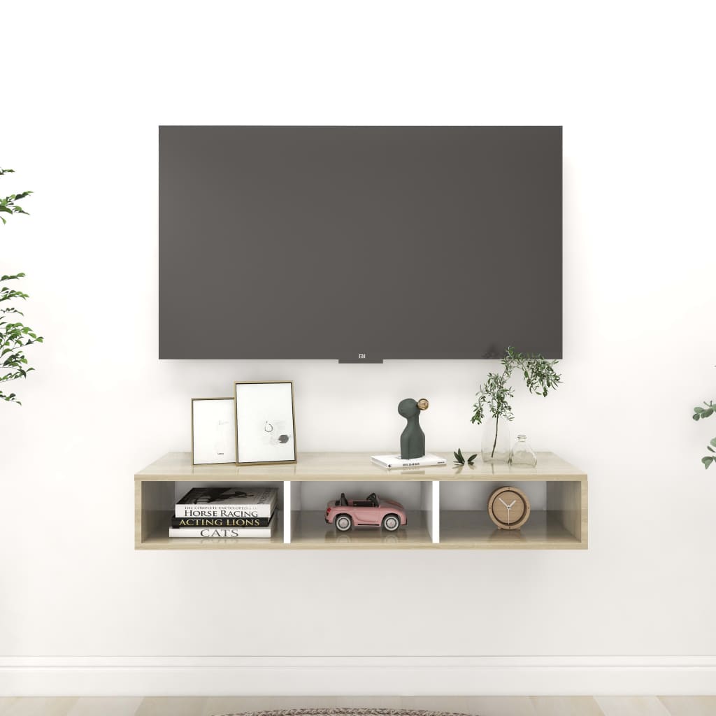 vidaXL Wandschap 102x30x17 cm bewerkt hout hoogglans grijs