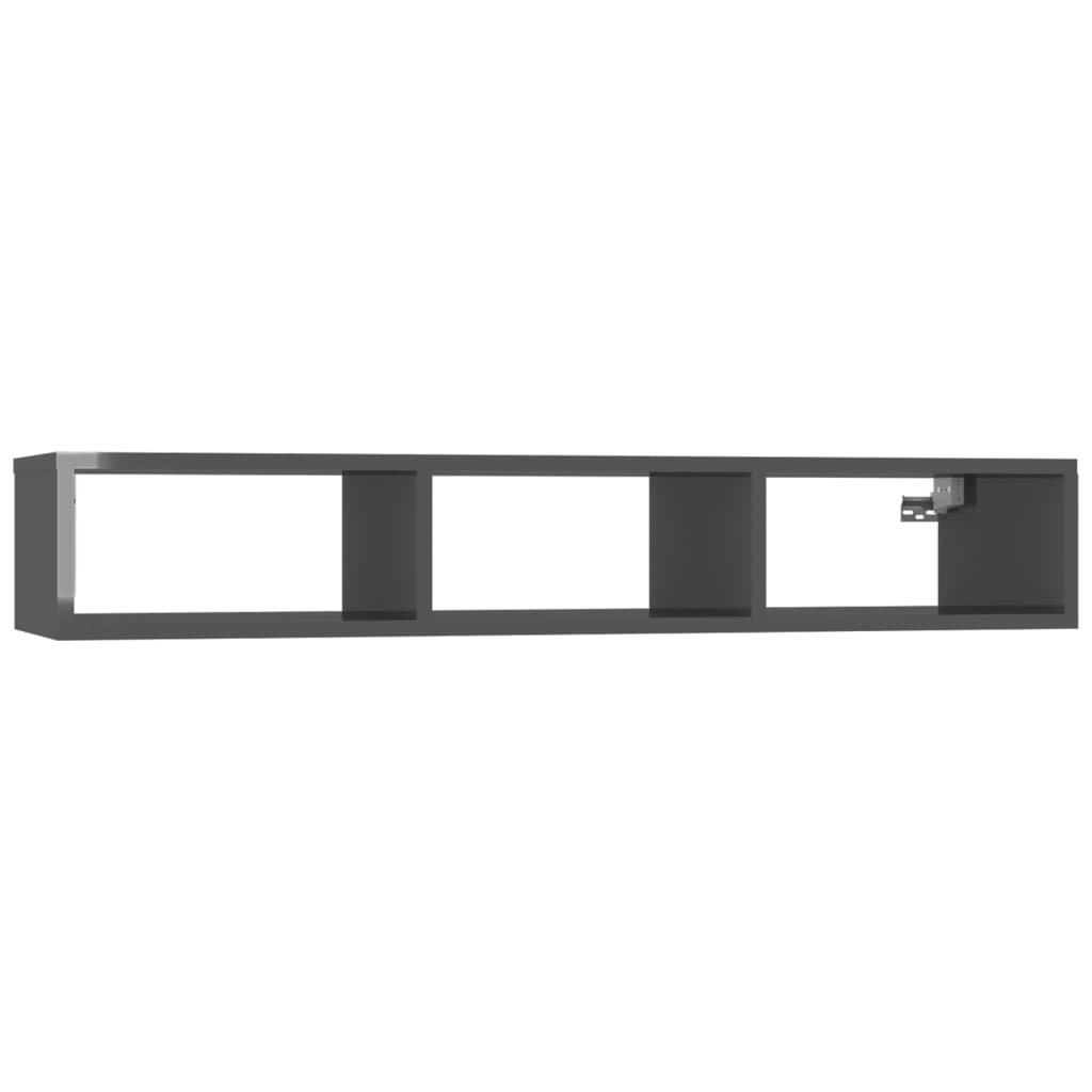 vidaXL Wandschap 102x30x17 cm bewerkt hout hoogglans grijs