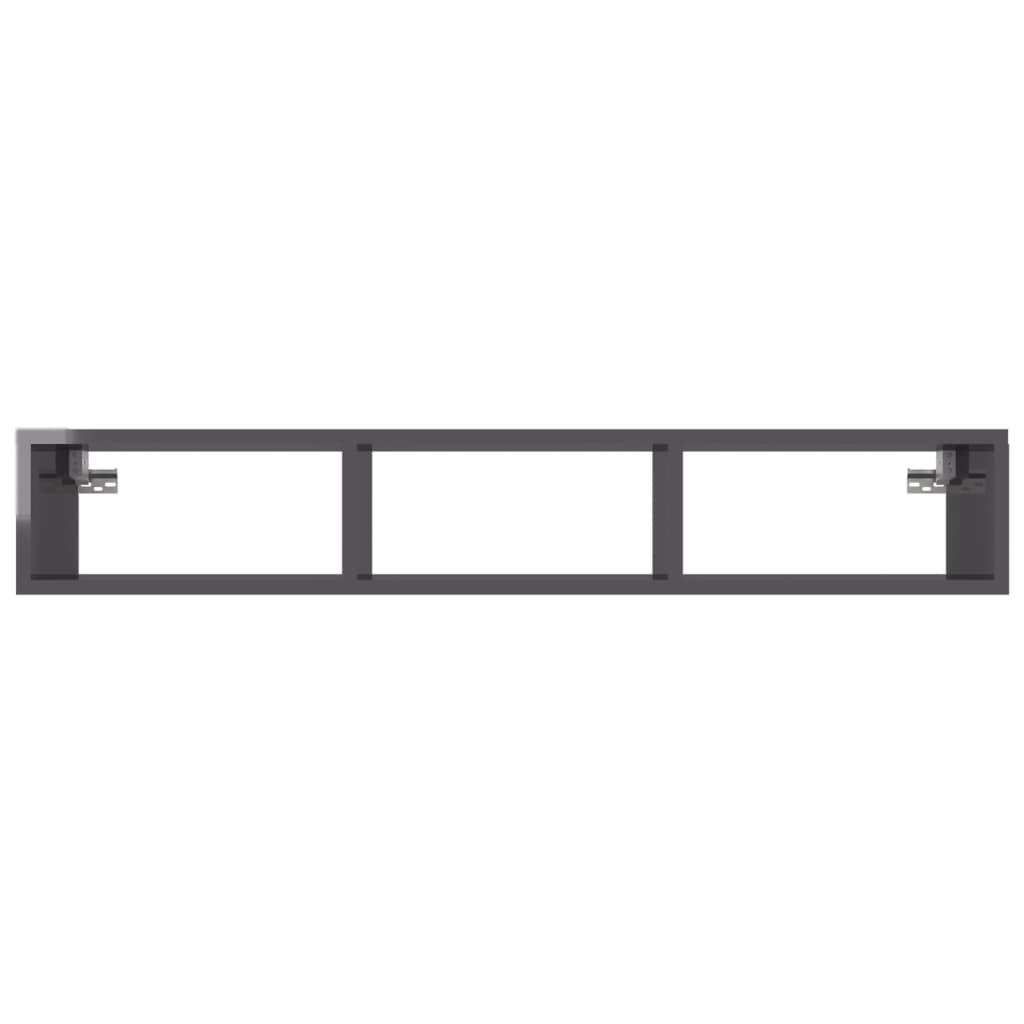 vidaXL Wandschap 102x30x17 cm bewerkt hout hoogglans grijs