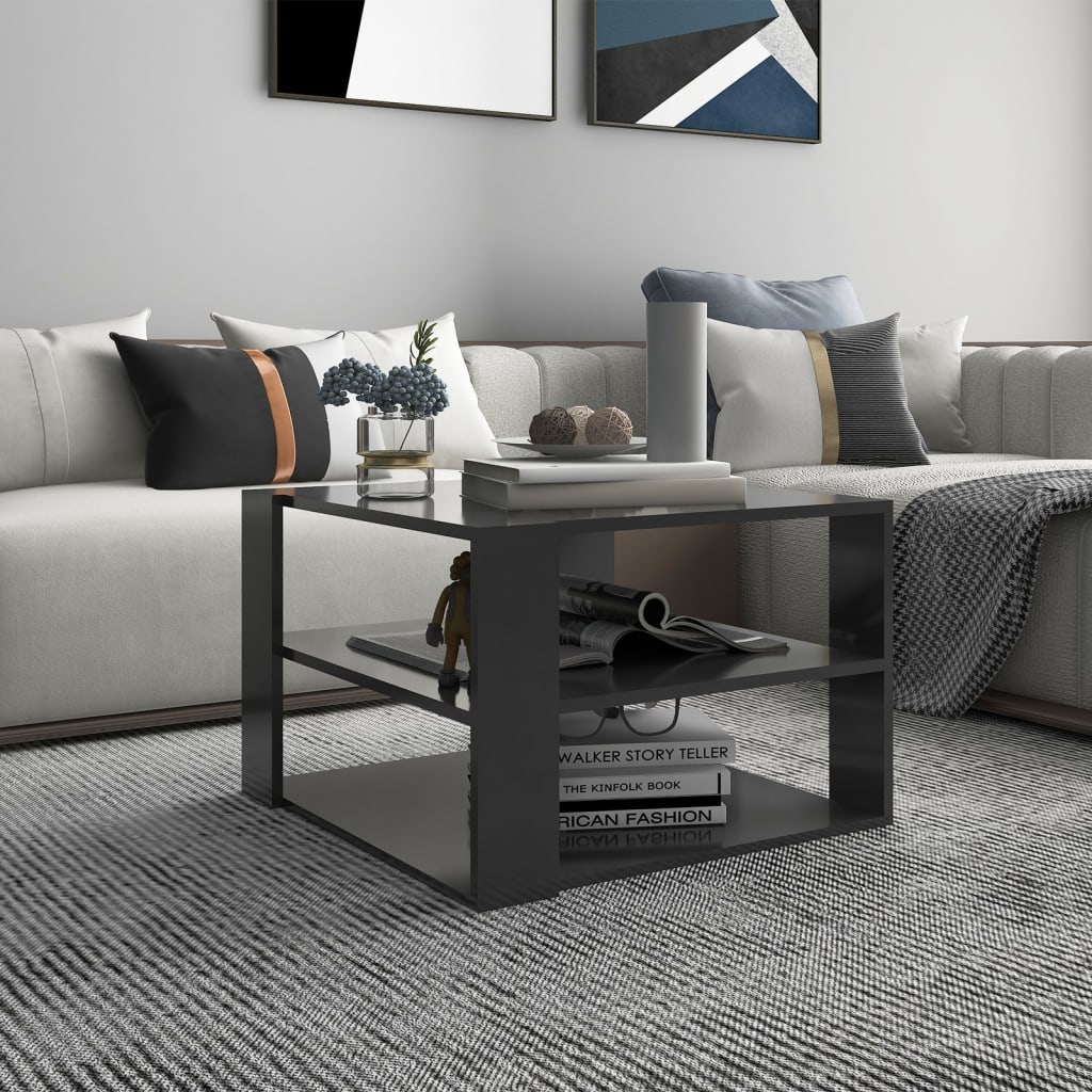 vidaXL Salontafel 60x60x40 cm bewerkt hout zwart