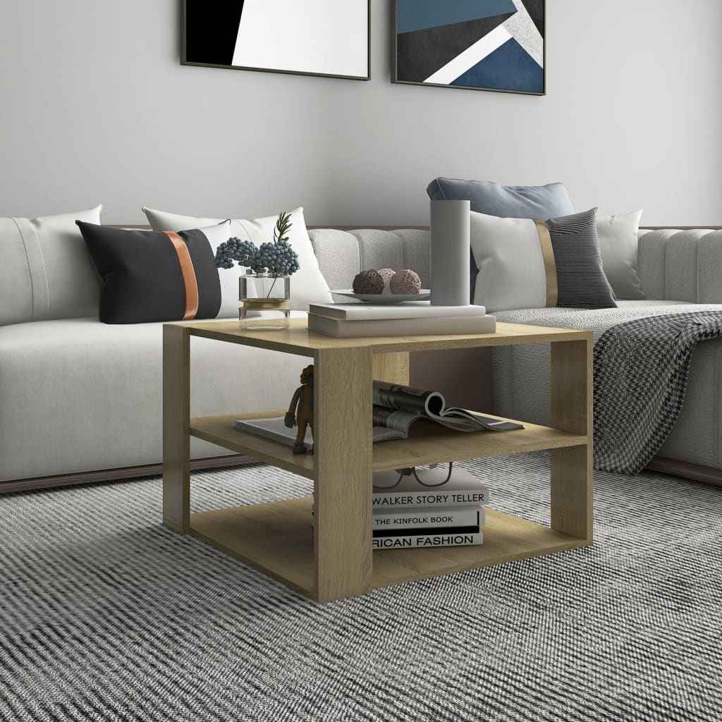 vidaXL Salontafel 60x60x40 cm bewerkt hout zwart