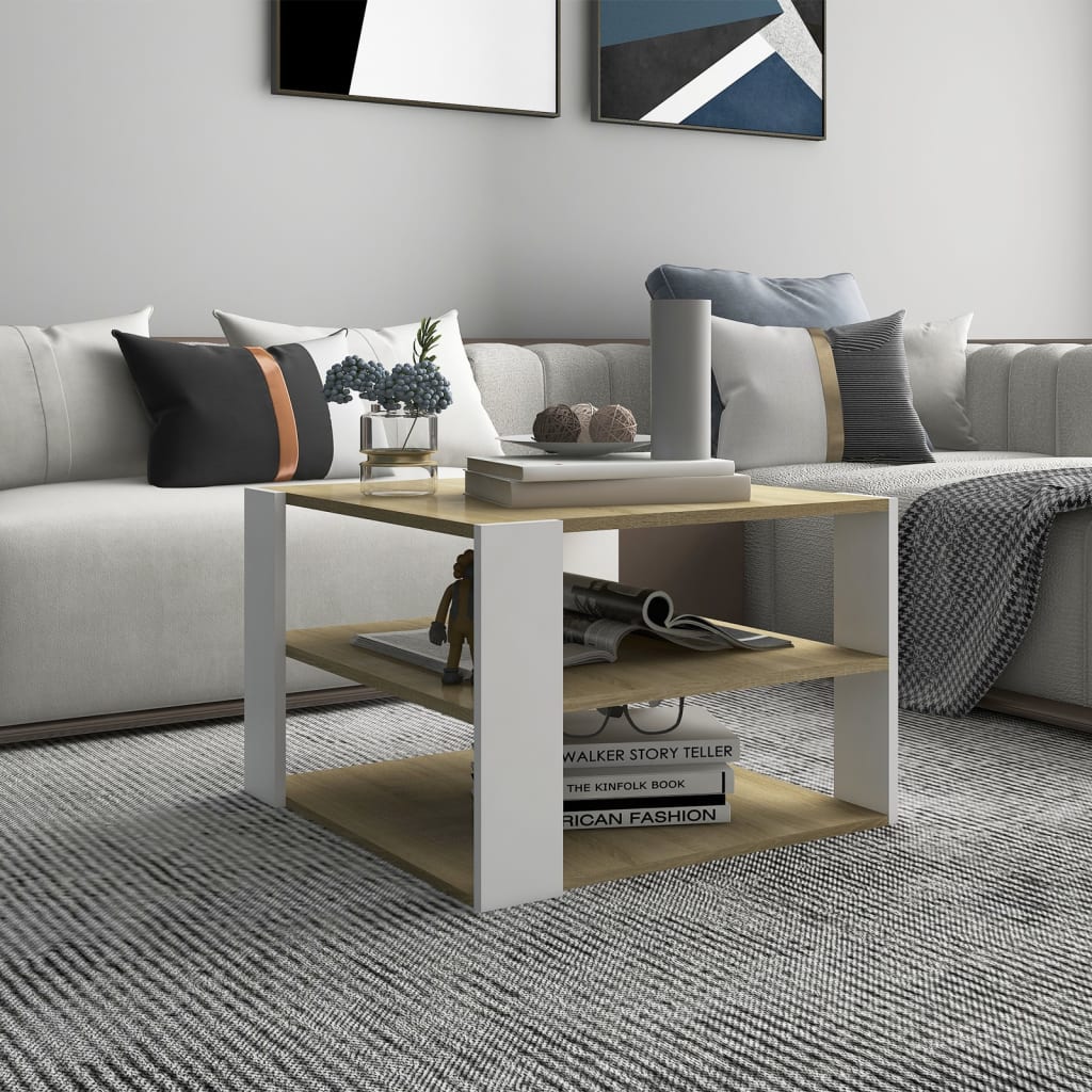 vidaXL Salontafel 60x60x40 cm bewerkt hout zwart