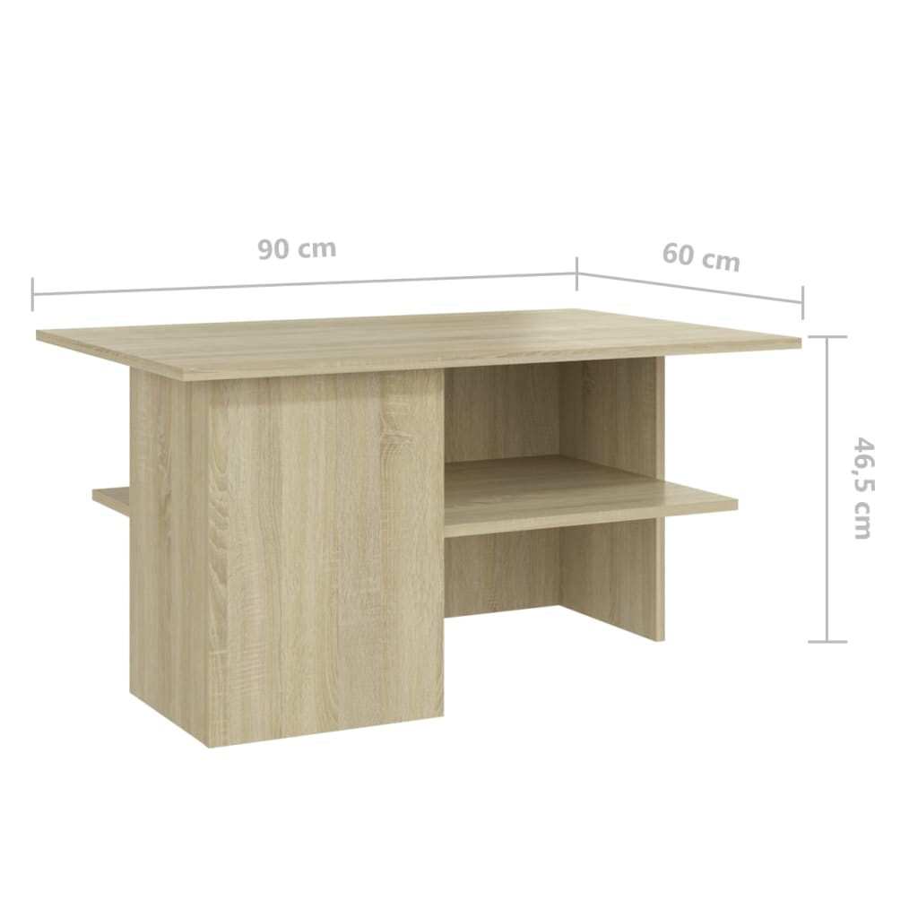 vidaXL Salontafel 90x60x46,5 cm bewerkt hout wit