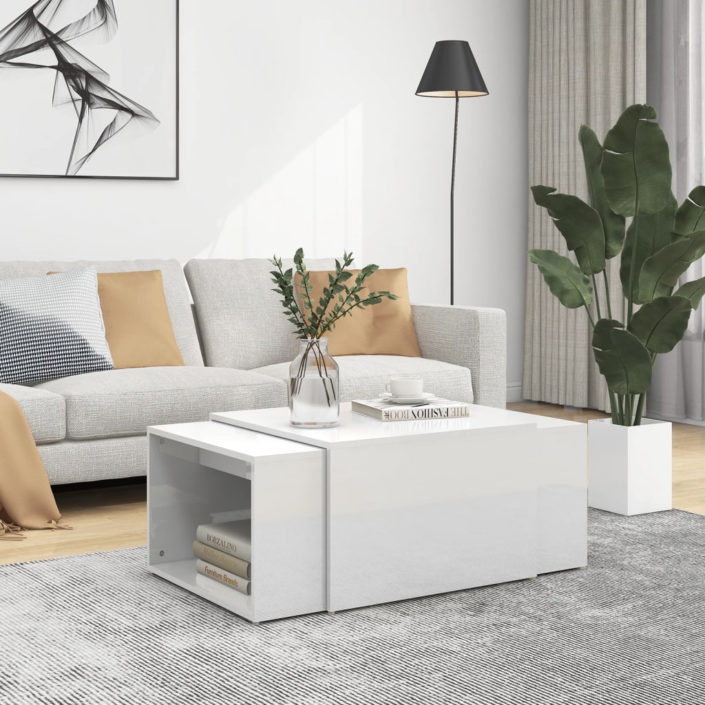 vidaXL 3-delige Salontafelset 60x60x38 cm bewerkt hout wit