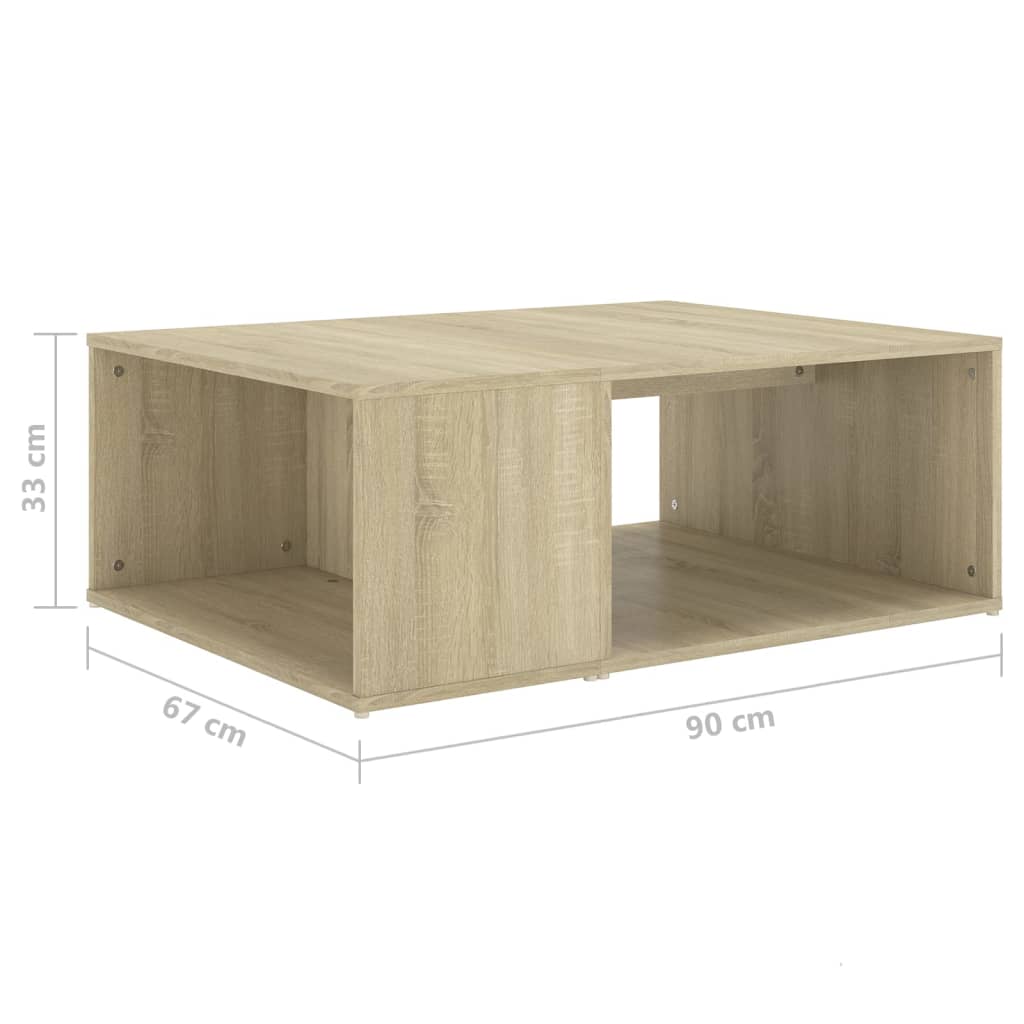 vidaXL Salontafel 90x67x33 cm bewerkt hout sonoma eikenkleurig - Aashly
