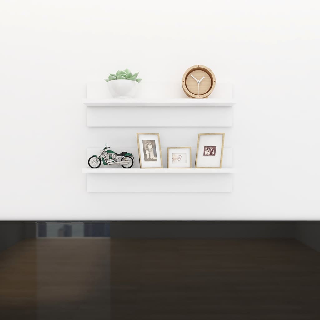 vidaXL Wandschappen 2 st 60x11,5x18 cm bewerkt hout wit