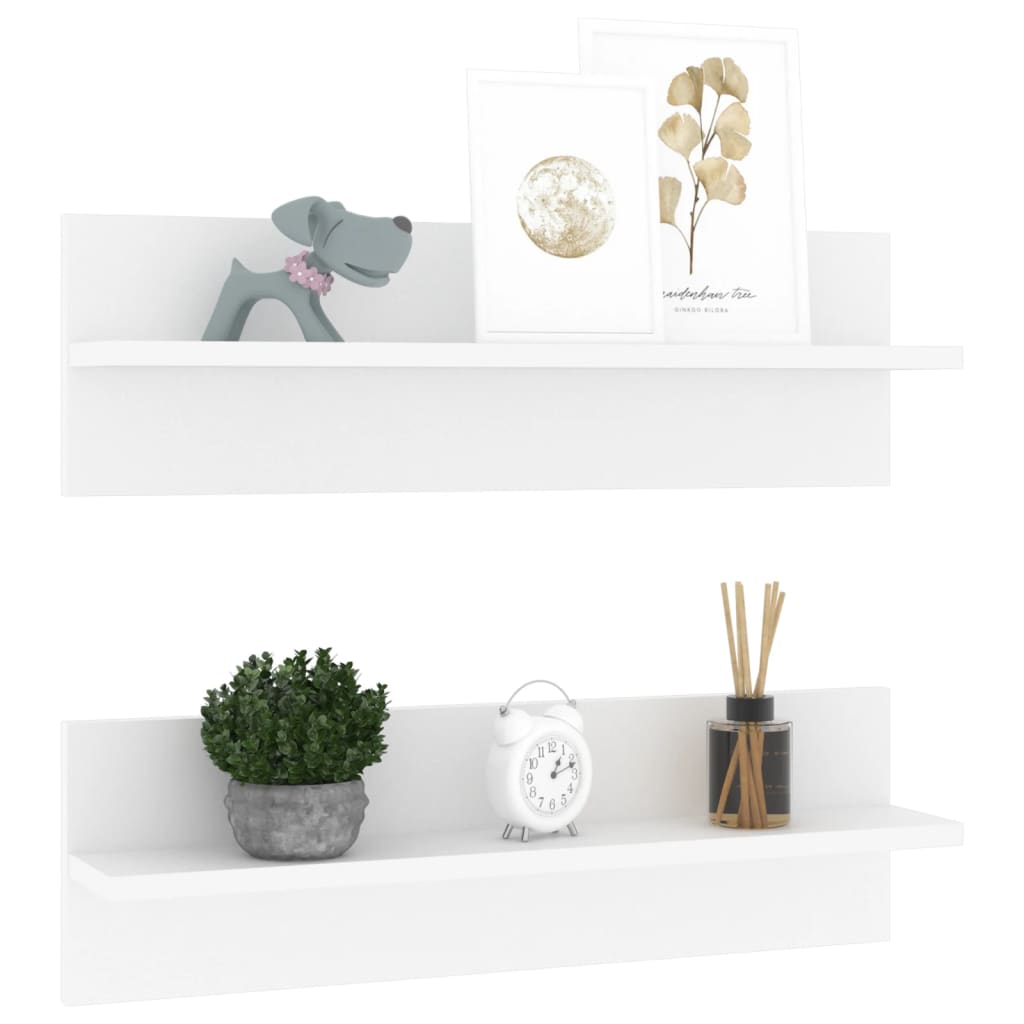 vidaXL Wandschappen 2 st 60x11,5x18 cm bewerkt hout wit