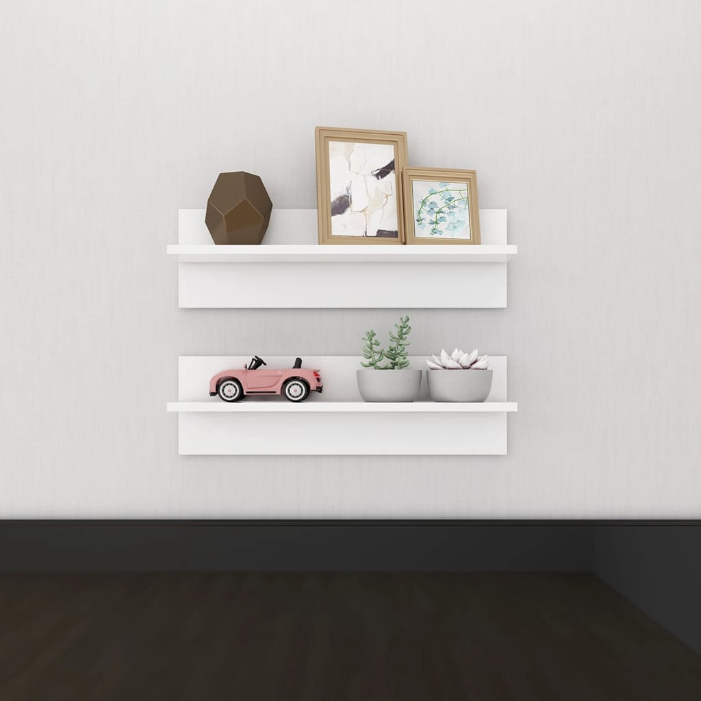 vidaXL Wandschappen 2 st 60x11,5x18 cm bewerkt hout wit