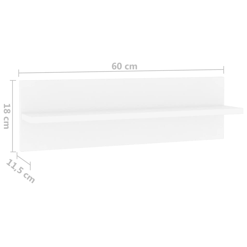 vidaXL Wandschappen 2 st 60x11,5x18 cm bewerkt hout wit