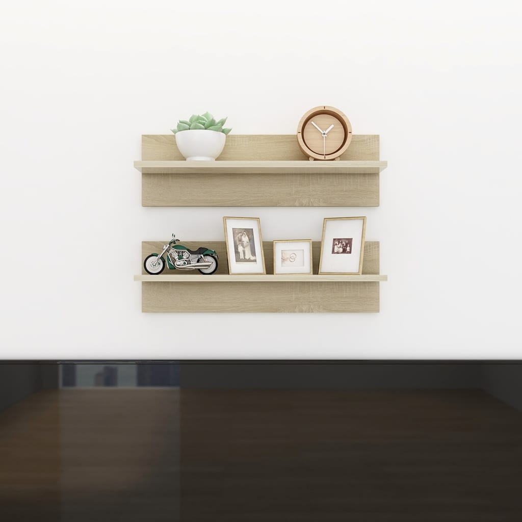 vidaXL Wandschappen 2 st 60x11,5x18 cm bewerkt hout wit