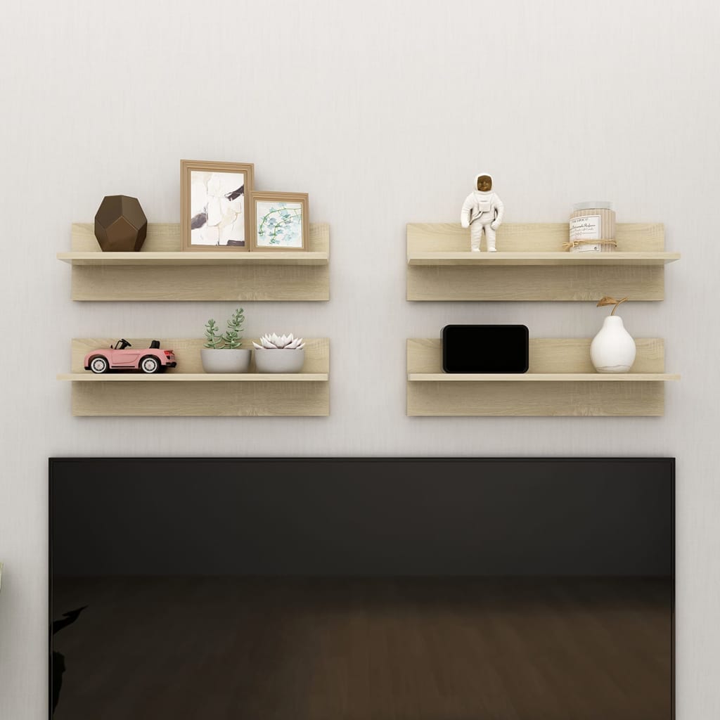 vidaXL Wandschappen 2 st 60x11,5x18 cm bewerkt hout wit