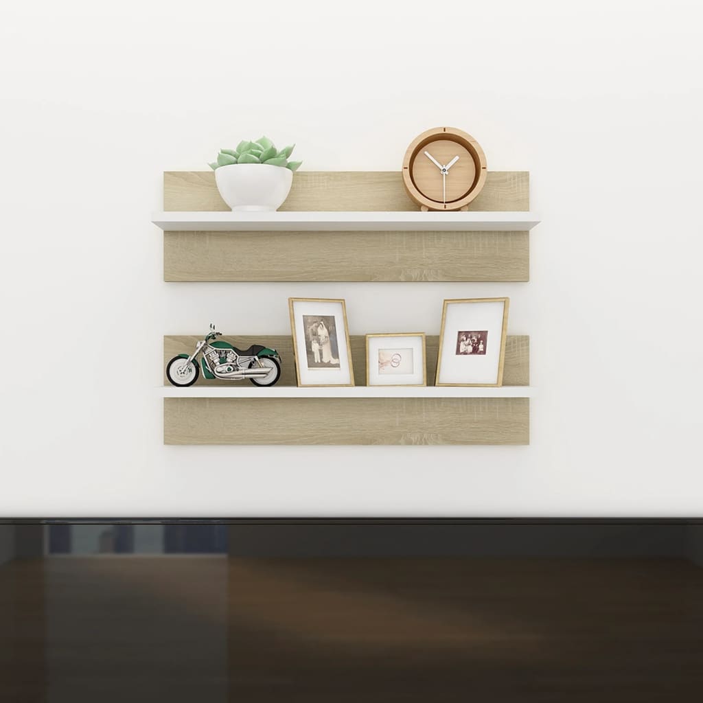 vidaXL Wandschappen 2 st 60x11,5x18 cm bewerkt hout wit