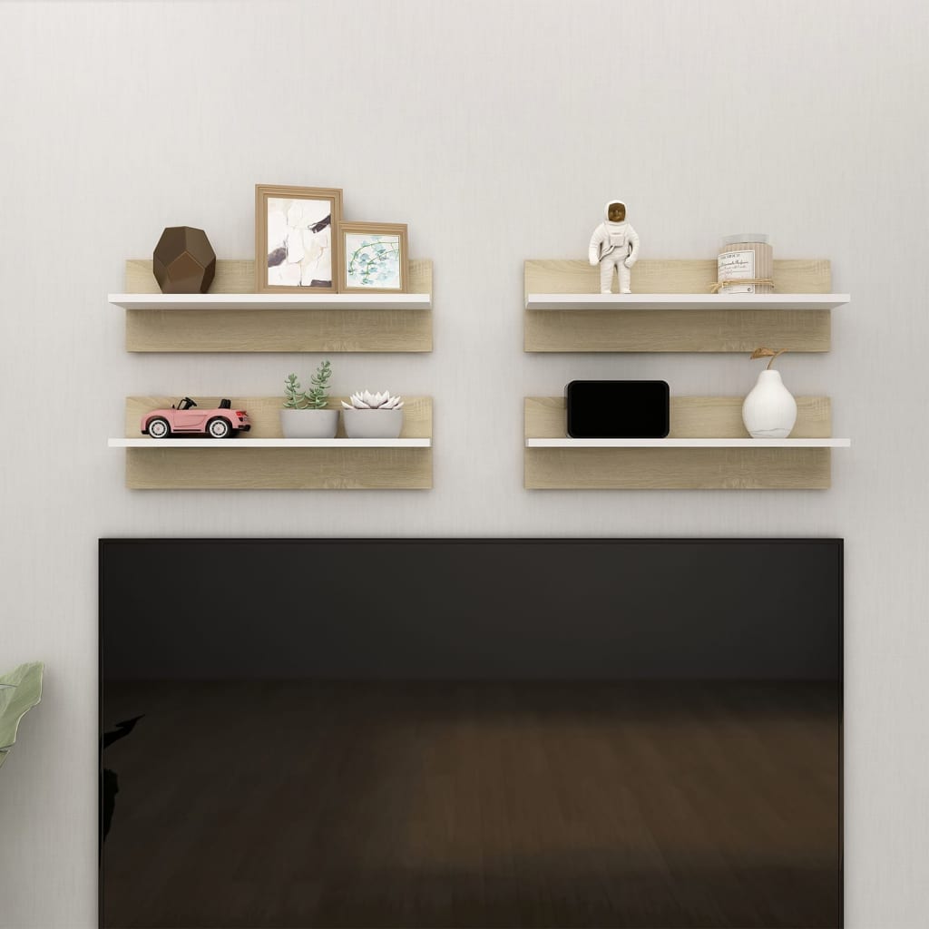 vidaXL Wandschappen 2 st 60x11,5x18 cm bewerkt hout wit