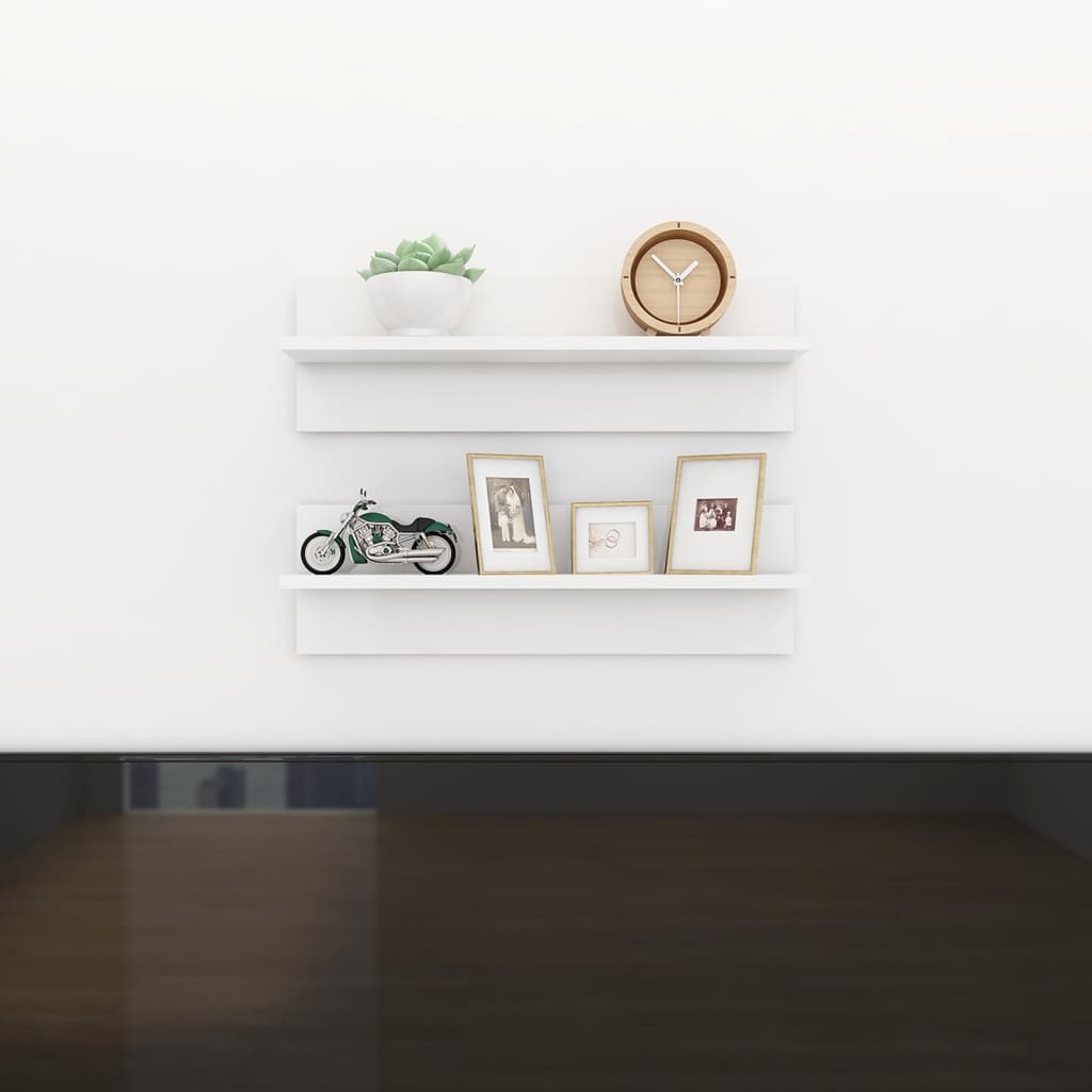 vidaXL Wandschappen 2 st 60x11,5x18 cm bewerkt hout wit