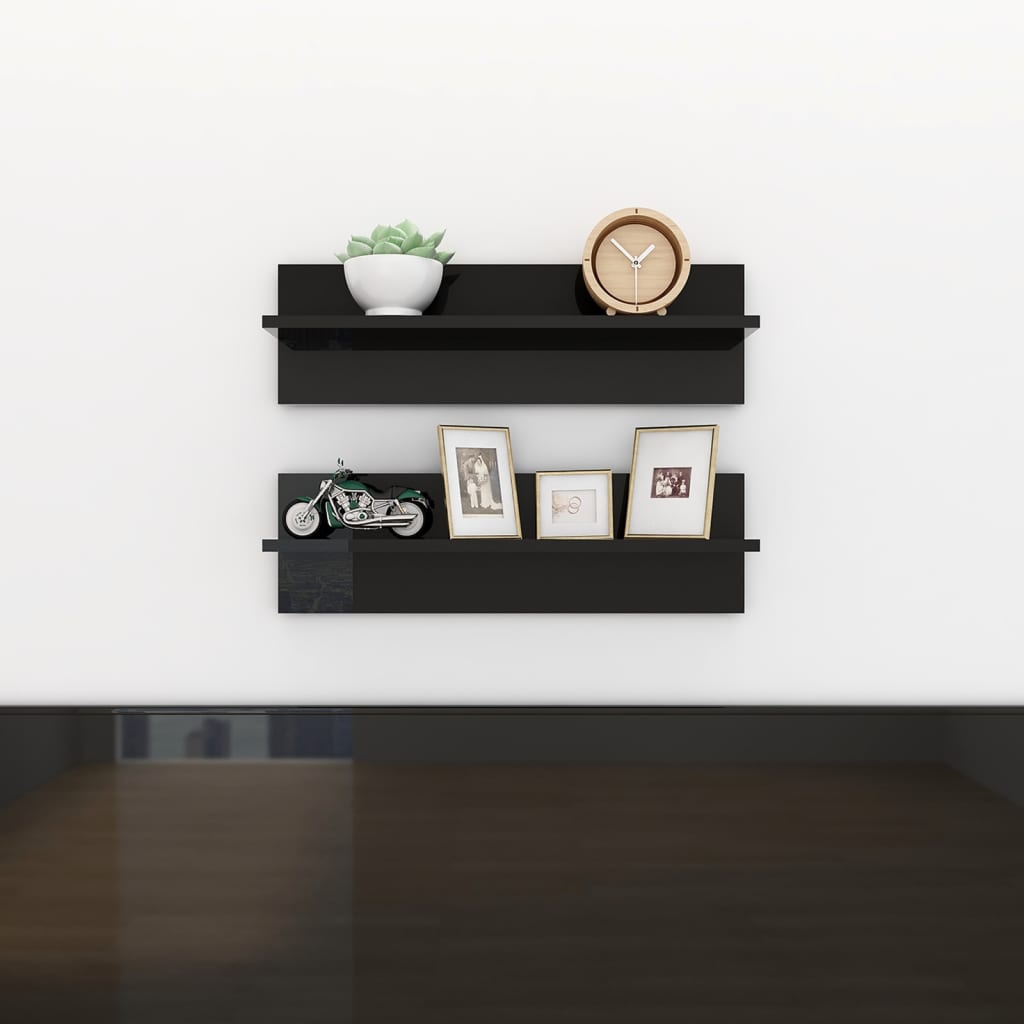 vidaXL Wandschappen 2 st 60x11,5x18 cm bewerkt hout wit