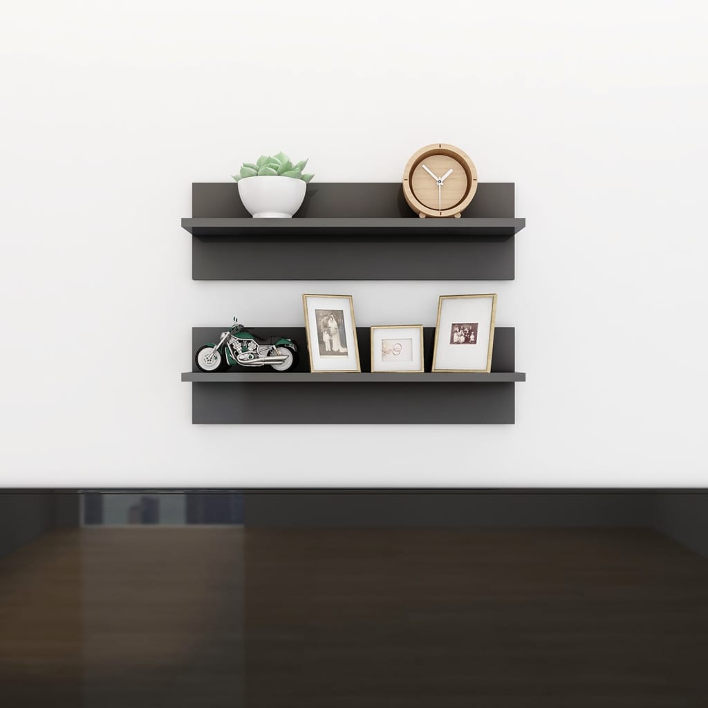 vidaXL Wandschappen 2 st 60x11,5x18 cm bewerkt hout wit