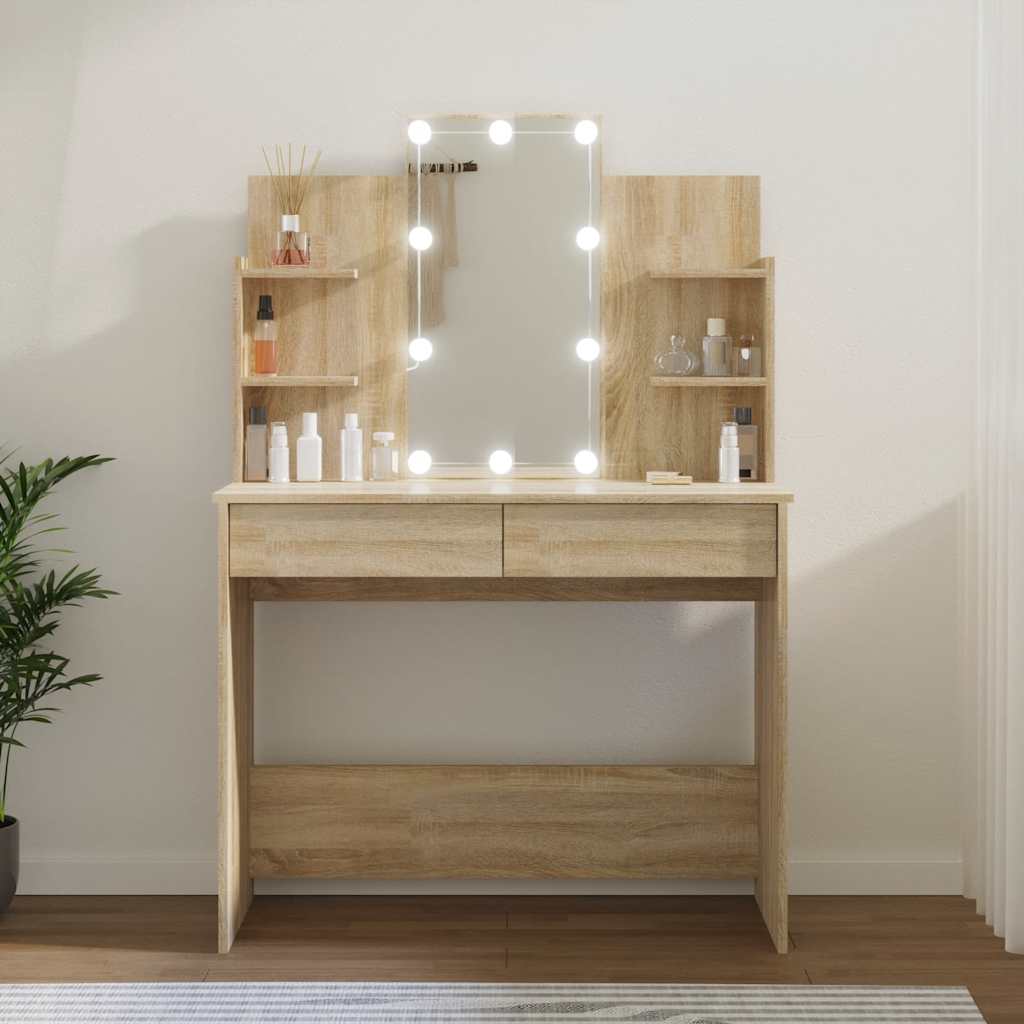 vidaXL Kaptafel met LED-verlichting 96x40x142 cm grijs sonoma eiken