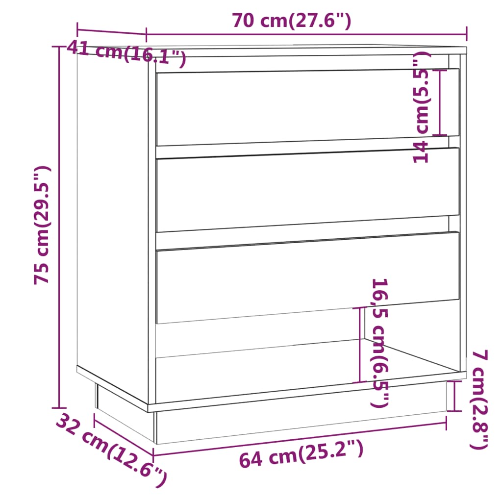 vidaXL Sideboard 70x41x75 cm engineered wood sonoma oak