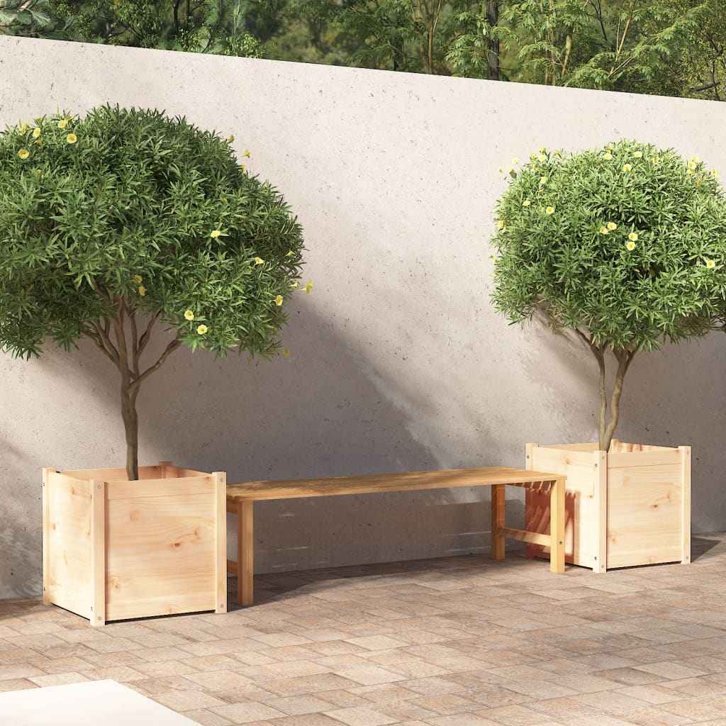 vidaXL Plantenbak 50x50x50 cm massief grenenhout grijs
