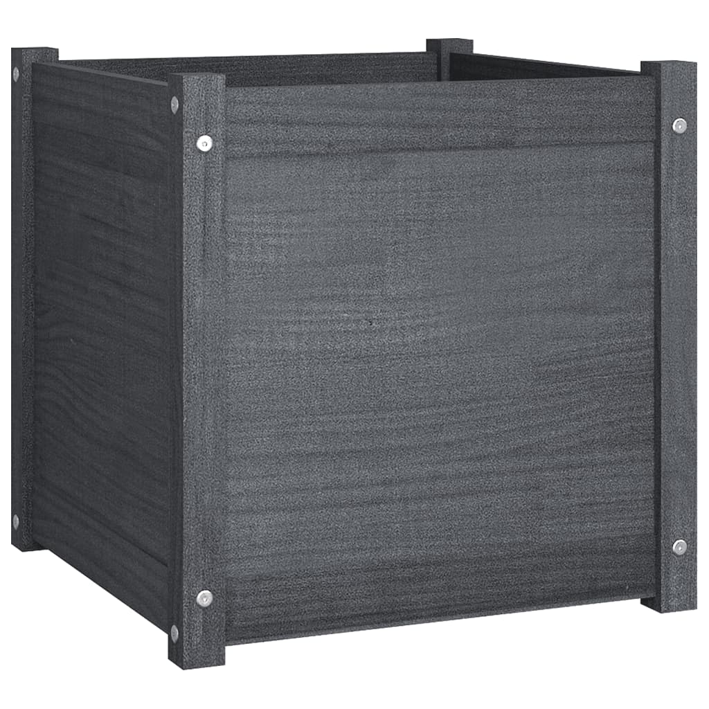vidaXL Plantenbak 50x50x50 cm massief grenenhout grijs