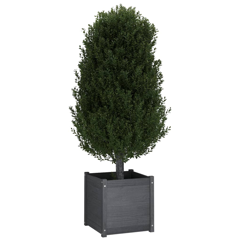 vidaXL Plantenbak 50x50x50 cm massief grenenhout grijs