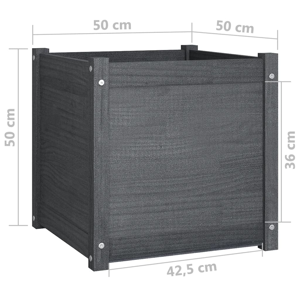 vidaXL Plantenbak 50x50x50 cm massief grenenhout grijs