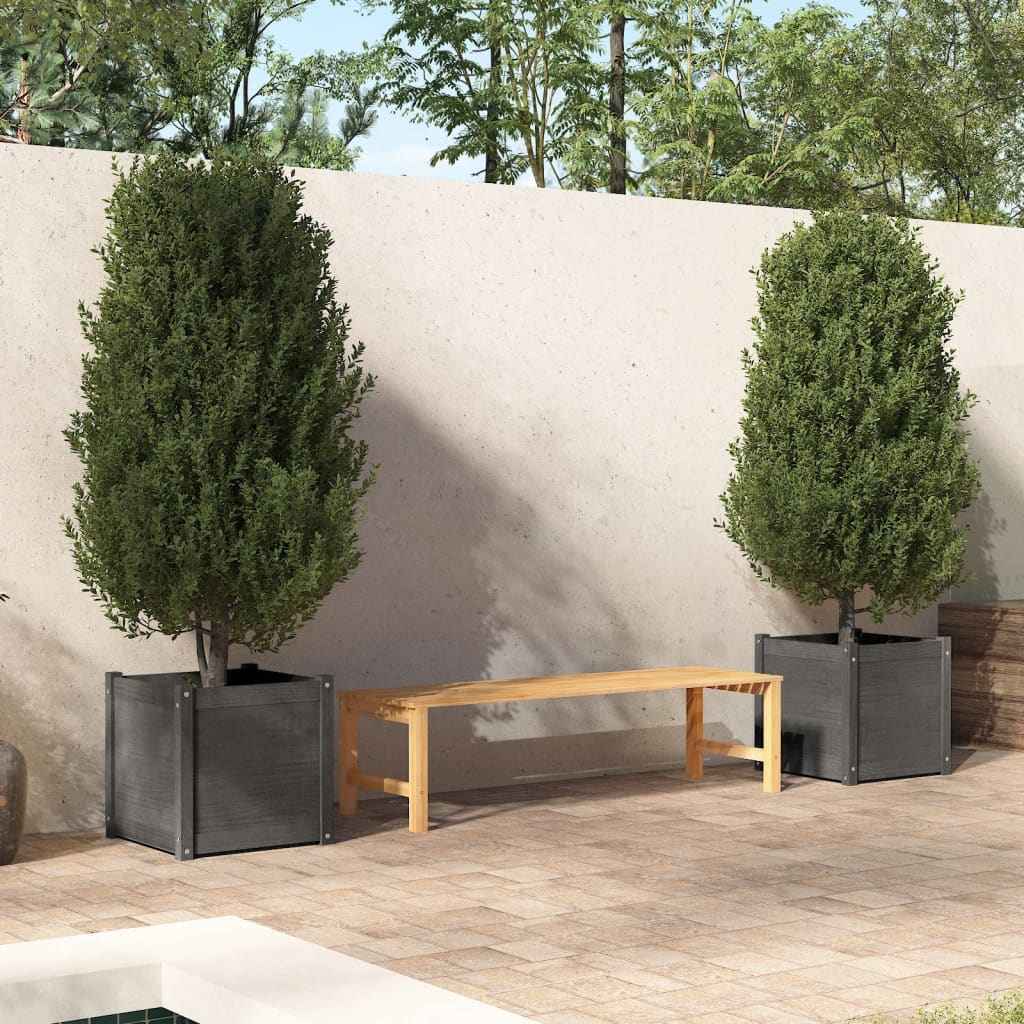 vidaXL Plantenbak 50x50x50 cm massief grenenhout grijs