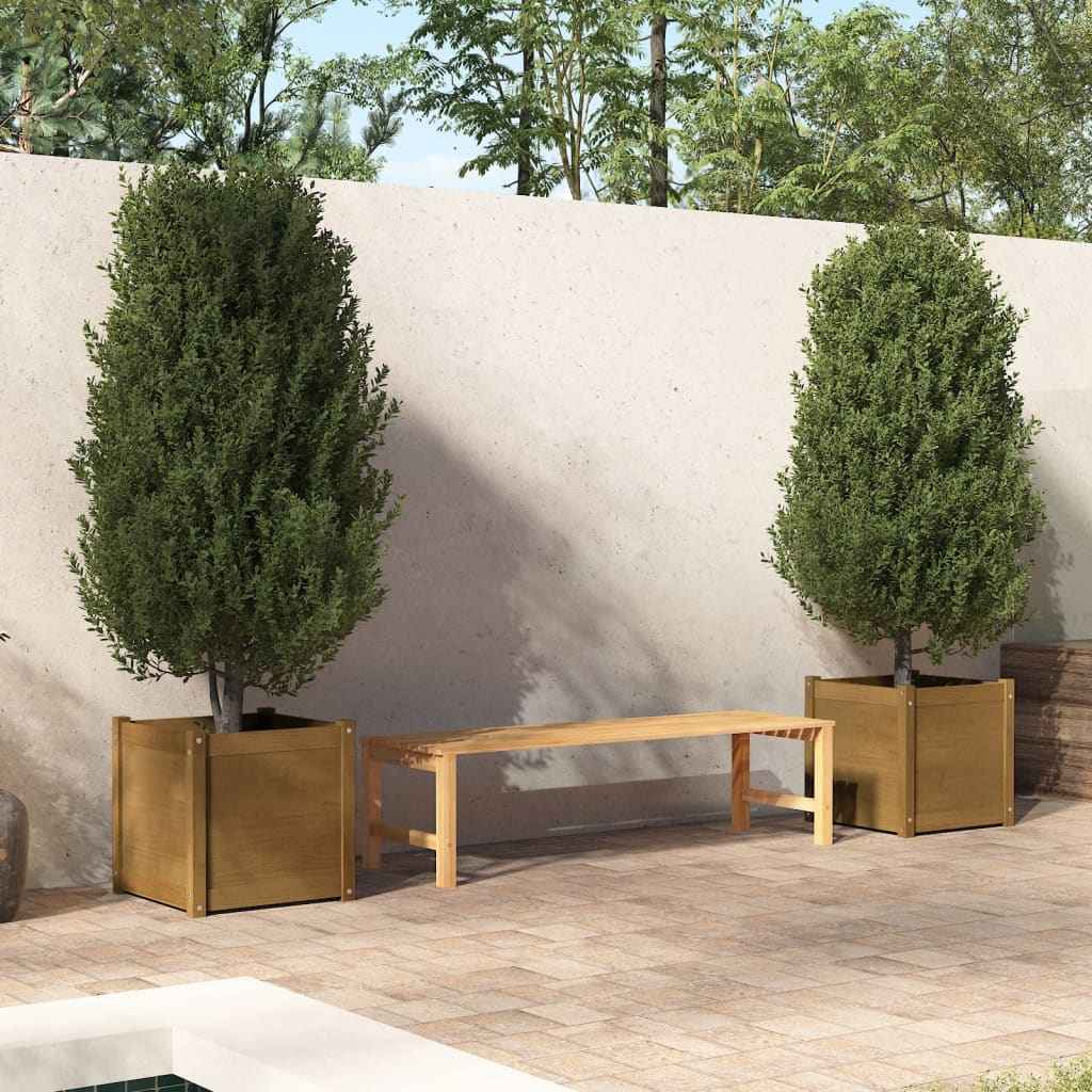 vidaXL Plantenbak 50x50x50 cm massief grenenhout grijs