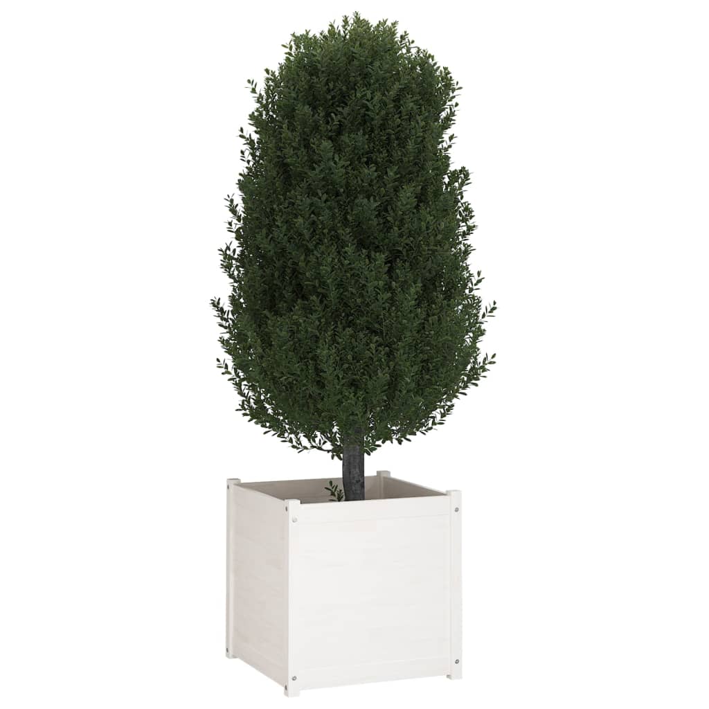 vidaXL Plantenbakken 2 st 60x60x60 cm massief grenenhout wit