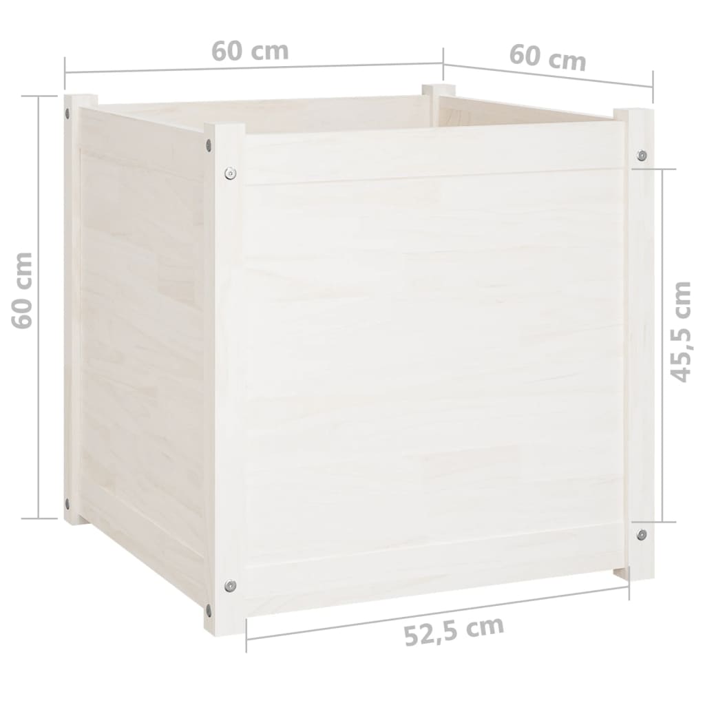 vidaXL Plantenbakken 2 st 60x60x60 cm massief grenenhout wit