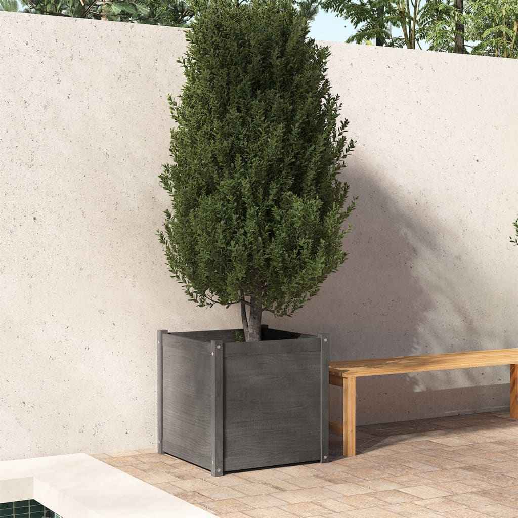 vidaXL Plantenbakken 2 st 60x60x60 cm massief grenenhout wit