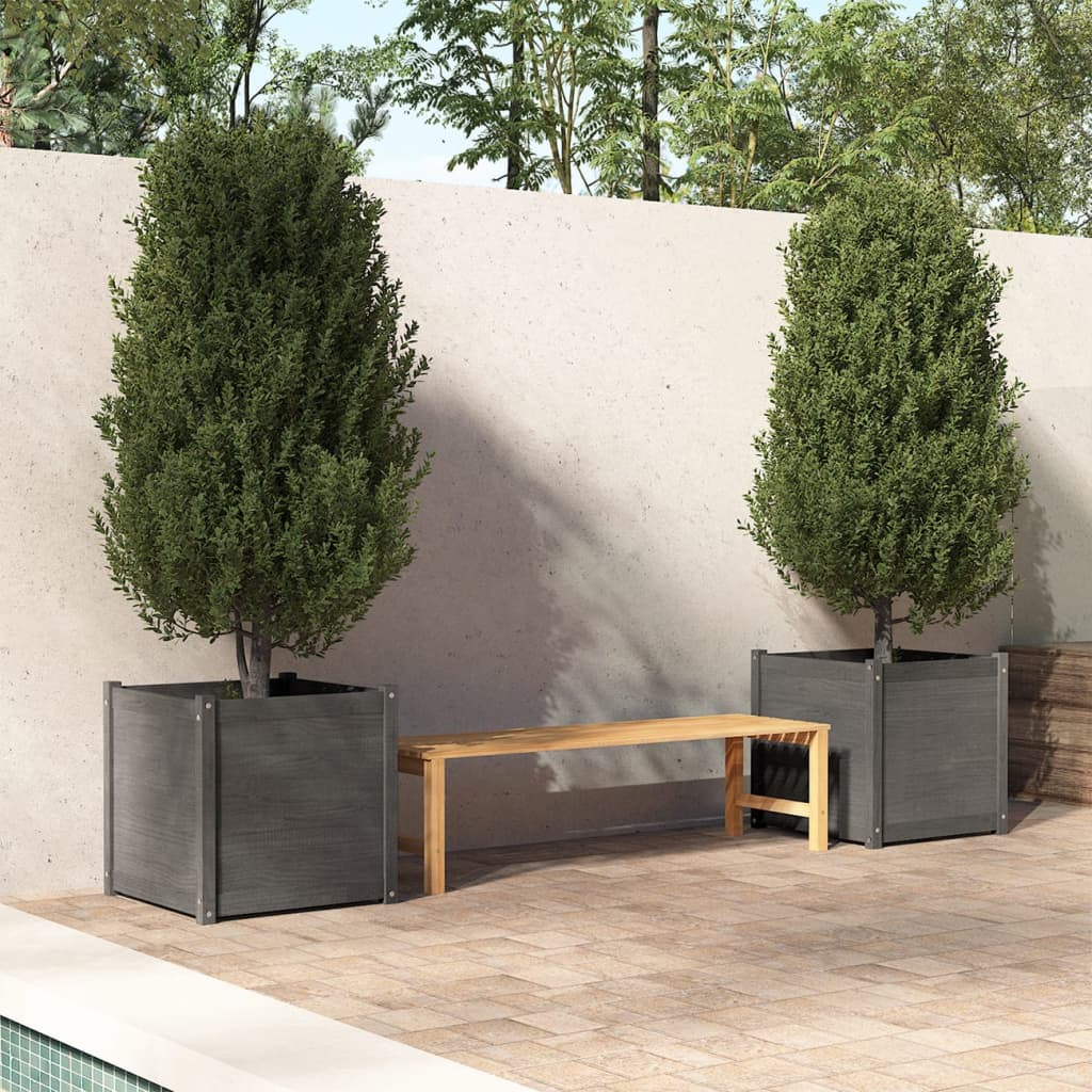 vidaXL Plantenbakken 2 st 60x60x60 cm massief grenenhout wit