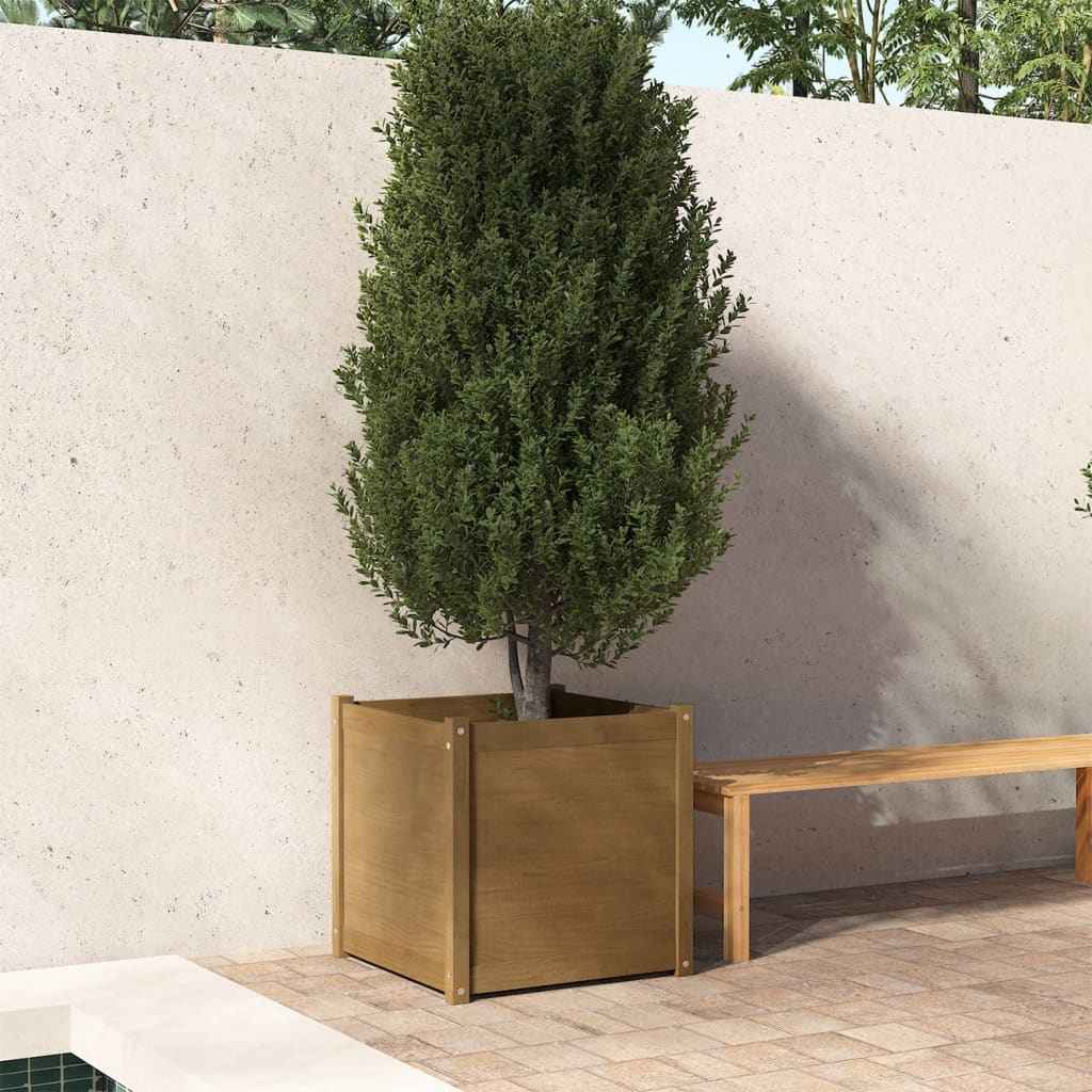 vidaXL Plantenbakken 2 st 60x60x60 cm massief grenenhout wit