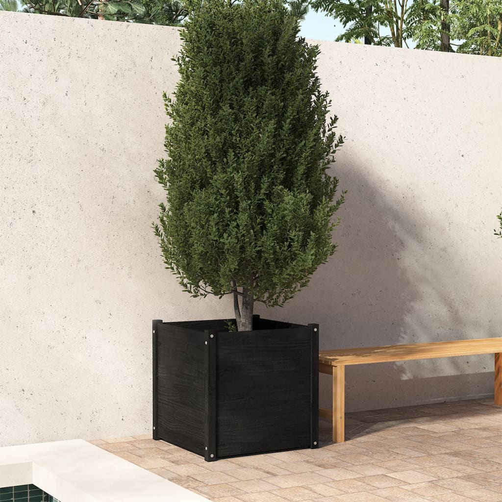 vidaXL Plantenbakken 2 st 60x60x60 cm massief grenenhout wit