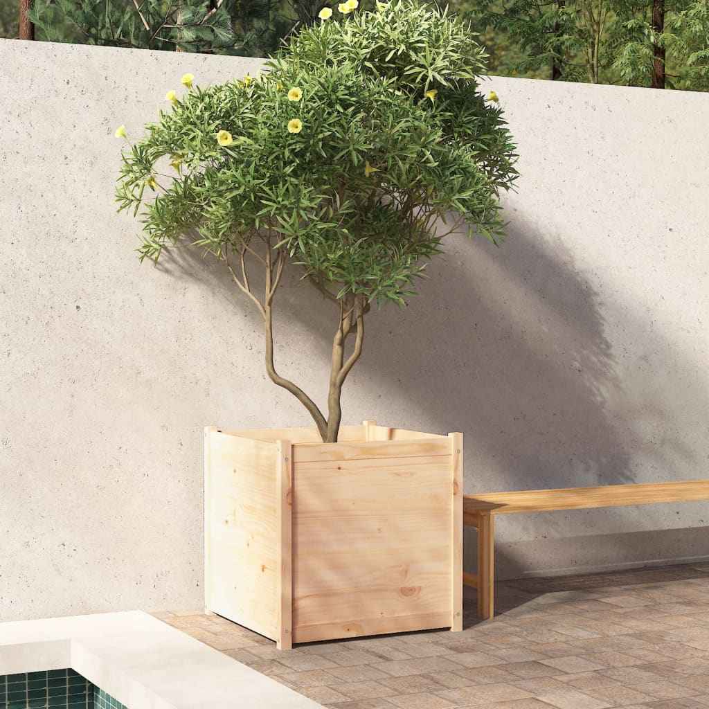 vidaXL Plantenbak 70x70x70 cm massief grenenhout grijs