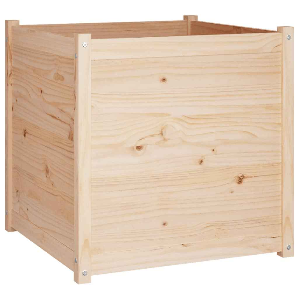 vidaXL Plantenbak 70x70x70 cm massief grenenhout grijs