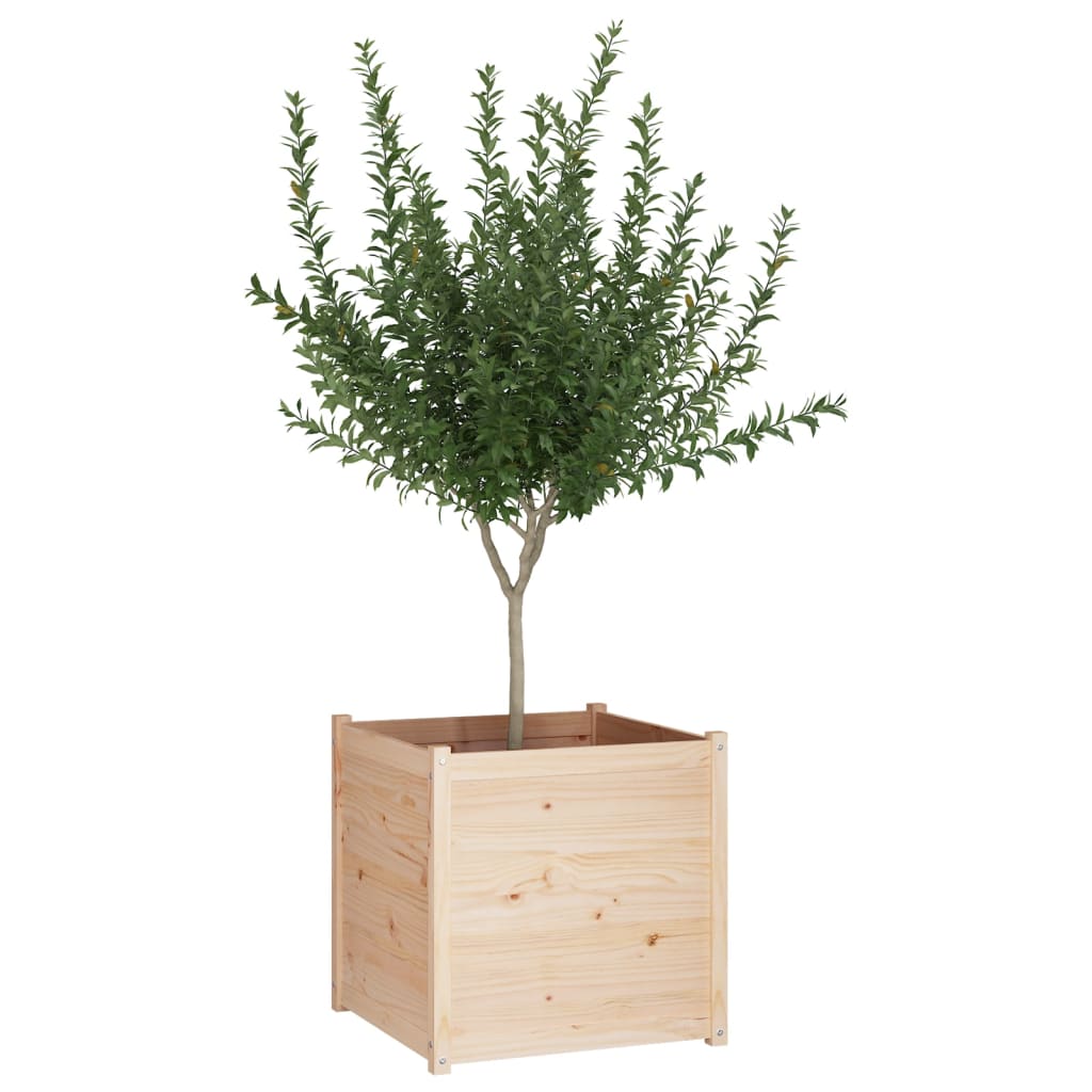 vidaXL Plantenbak 70x70x70 cm massief grenenhout grijs
