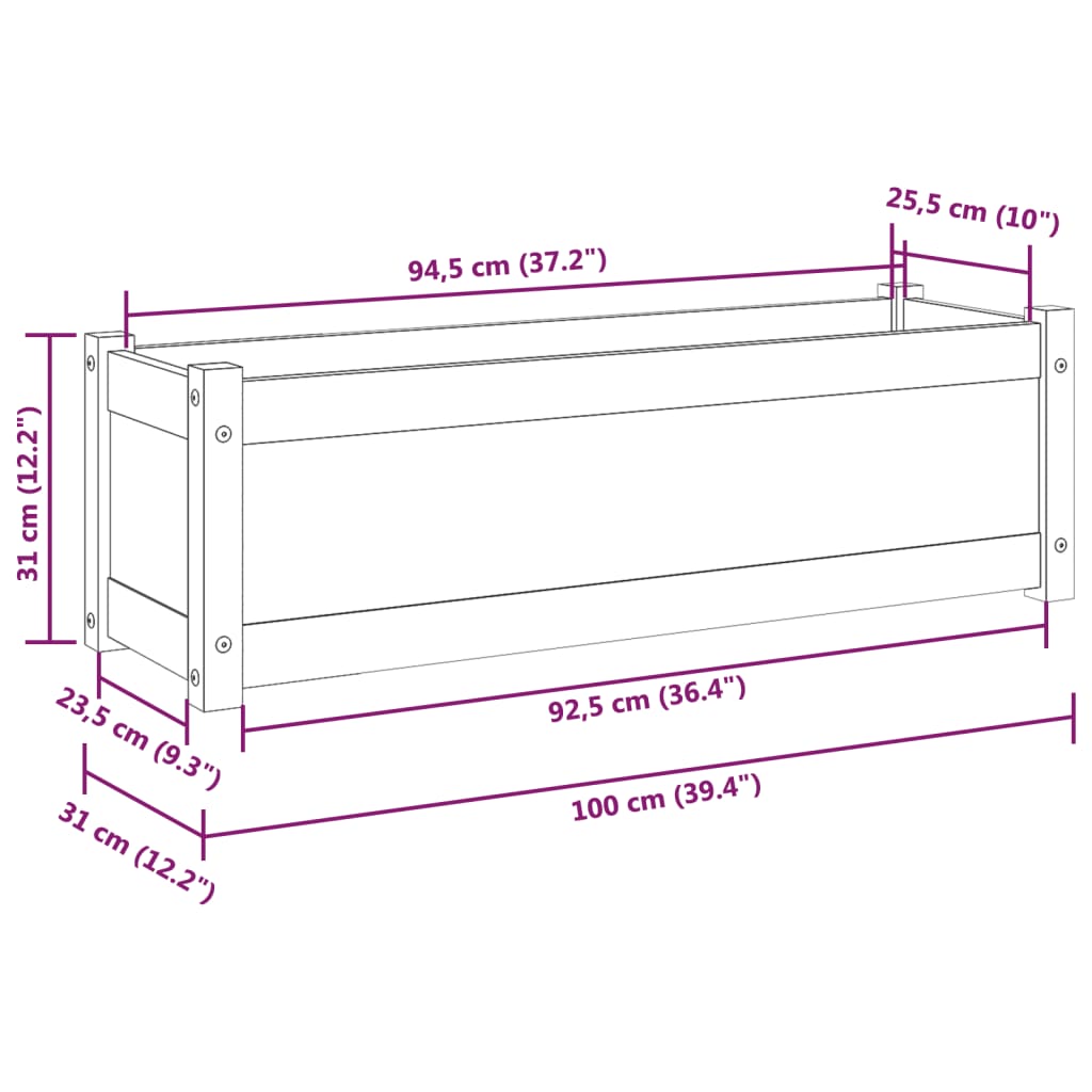 vidaXL Plantenbak 100x31x31 cm massief grenenhout grijs