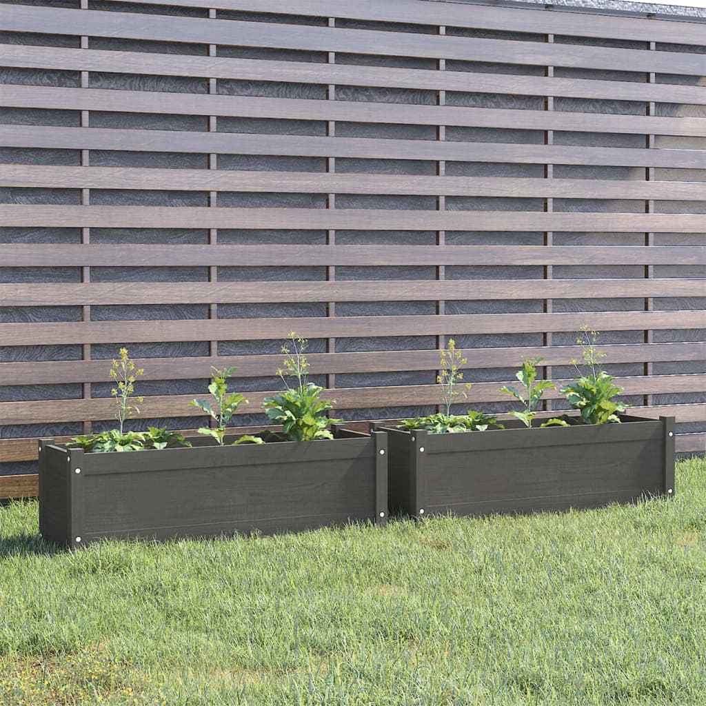 vidaXL Plantenbak 100x31x31 cm massief grenenhout grijs