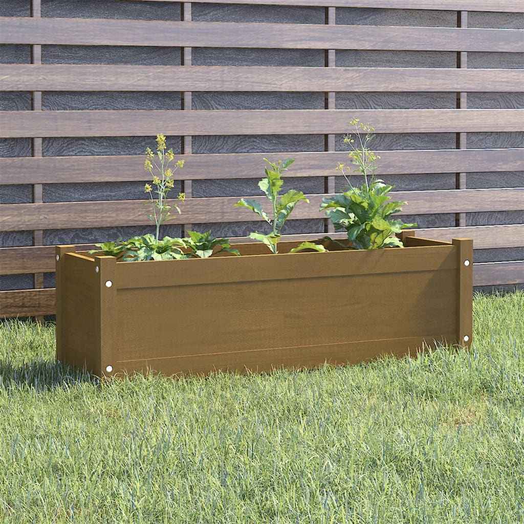 vidaXL Plantenbak 100x31x31 cm massief grenenhout grijs