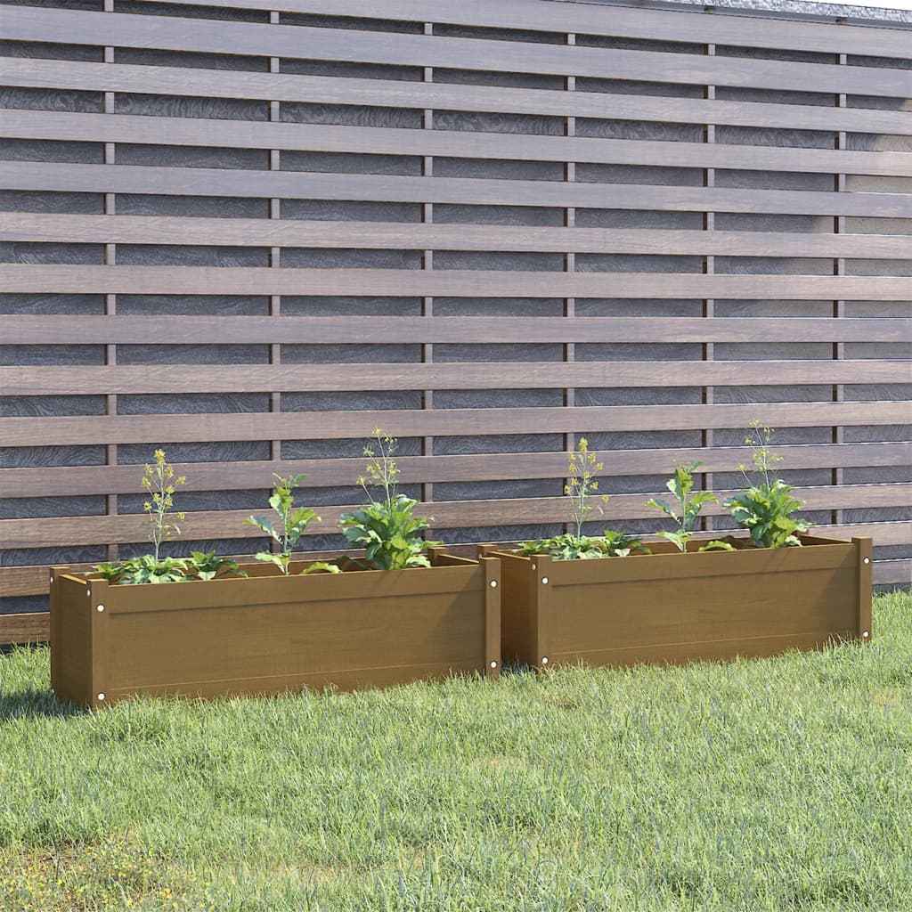vidaXL Plantenbak 100x31x31 cm massief grenenhout grijs