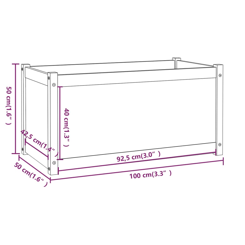 vidaXL Plantenbak 100x50x50 cm massief grenenhout grijs